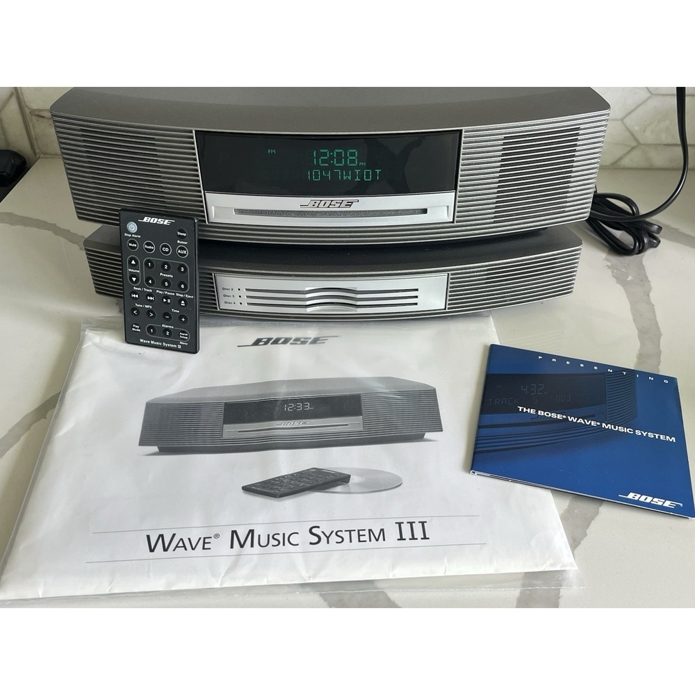 Bose Wave III Music System 3 Silver With Multi-Disc Changer & Remote Tested